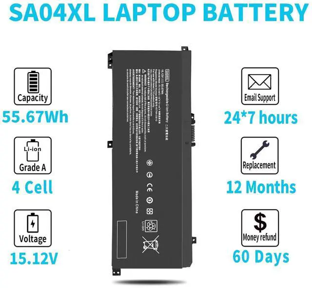 Alt view image 5 of 6 - SA04XL L43267-005 Battery for HP Envy X360 15-DR 15-DS 15M-DR 15M-DS 17-CG 17M-CG 15m-dr1xxx 15-ds1xxx 15m-ds0xxx 15m-dr1012dx 15m-dr0012dx 15m-dr0011dx 15m-ds0011dx 15t-dr100