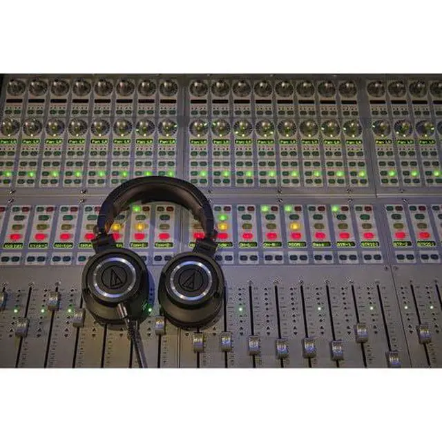 Alt view image 6 of 7 - ATH-M50x Professional Studio Monitor Headphones, Black + Microfiber Cleaning Cloth + Headphone Stand + Headphone CASE + Goby Labs Headphone Cleaner 4 fl oz