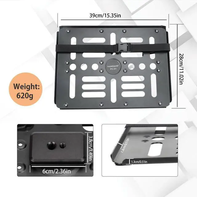 Alt view image 2 of 6 - Laptop Notebook Pallet Projector Tray Holder with 1/4" & 3/8" Threads, Arca Swiss Plate for Tripod Stand Mount Use in Stage Meeting Rooms Lecture Halls 15.4" x 11" (Tripod Not Included)
