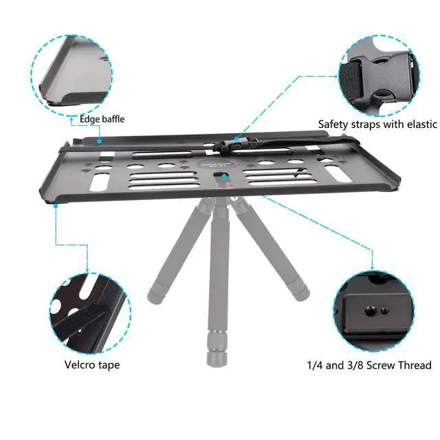 Alt view image 3 of 6 - Laptop Notebook Pallet Projector Tray Holder with 1/4" & 3/8" Threads, Arca Swiss Plate for Tripod Stand Mount Use in Stage Meeting Rooms Lecture Halls 15.4" x 11" (Tripod Not Included)