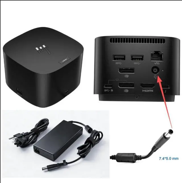 Alt view image 3 of 6 - 150W 7.4×5.0mm Charger Fit for HP Thunderbolt Dock G2 G4 Power Cord | Compatible HP 120W Dock G4 4J0A2AA G2 2UK37AA G2 HSN-IX01, 677762-001 693709-001 AC Charger