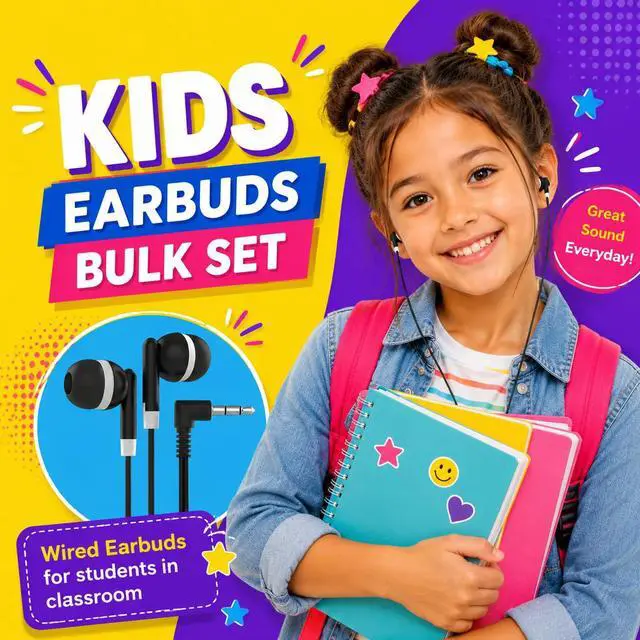Alt view image 2 of 6 - Wired Earbuds 500 Pack Bulk in Ear Headphones 3.5mm School Earbuds for Students, Classroom Listening, Testing, Libraries, Chromebook, Tablet & Laptop Use