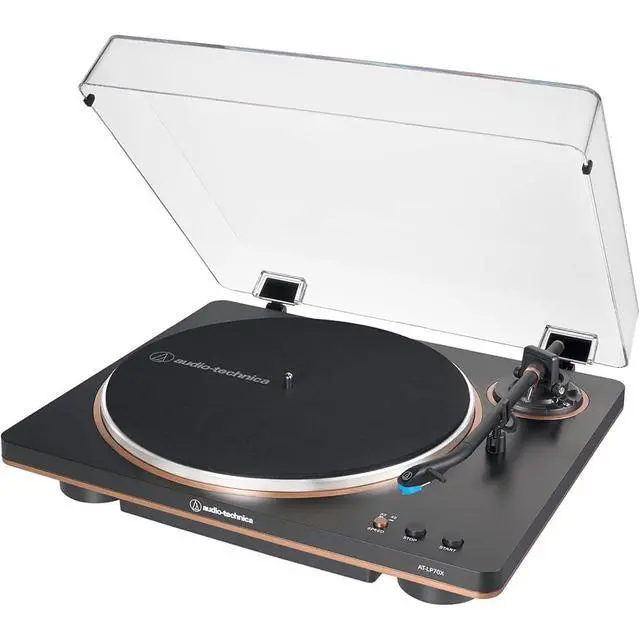 Alt view image 3 of 7 - AT-LP70X-BZ Fully Automatic Belt-Drive Turntable Black/Bronze Bundle with Deco Gear 12 inch Rubber Platter Mat, Cleaning Fluid System and Cleaning Cloth