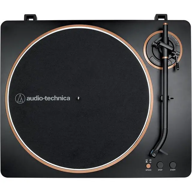 Alt view image 4 of 7 - AT-LP70X-BZ Fully Automatic Belt-Drive Turntable Black/Bronze Bundle with Deco Gear 12 inch Rubber Platter Mat, Cleaning Fluid System and Cleaning Cloth