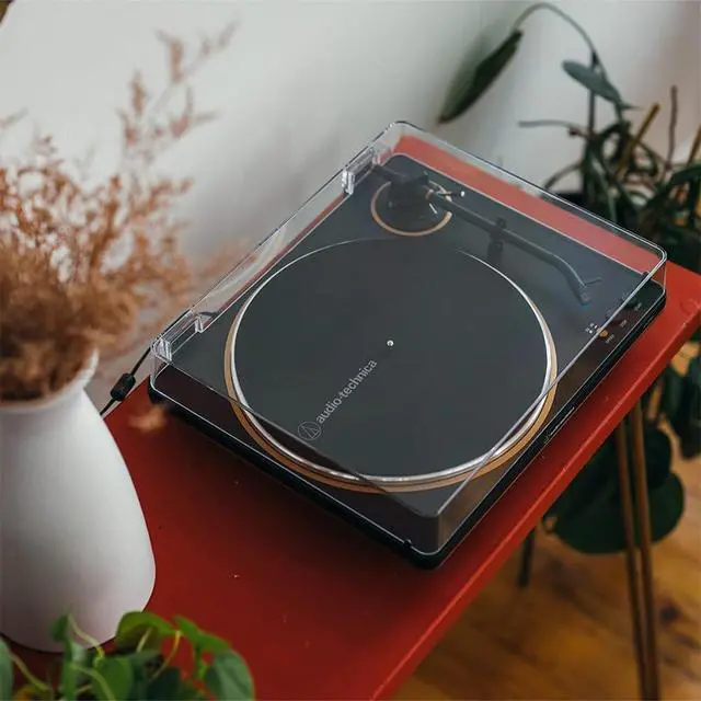 Alt view image 6 of 7 - AT-LP70X-BZ Fully Automatic Belt-Drive Turntable Black/Bronze Bundle with Deco Gear 12 inch Rubber Platter Mat, Cleaning Fluid System and Cleaning Cloth