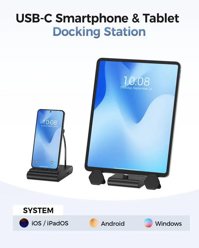 Alt view image 7 of 7 - 5-in-1 iPhone 16/15 USB C Hub, 4K@60Hz HDMI | iPad Docking Stand, Gigabit Ethernet, USB-A 3.2 Port, 100W PD, Compatible with iPad Pro, Galaxy S23 Ultra