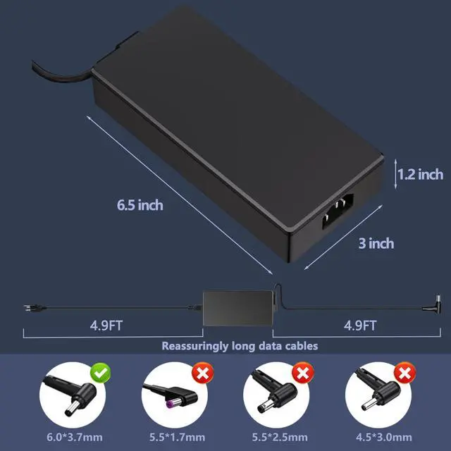 Alt view image 2 of 7 - 230W for Asus Laptop Charger Replacement 19.5V 11.8A Compatible with Rog Zephyrus M GU501G GU501 GU502 GU501GM GU502GV Asus ROG Strix G15 G512 G17 G7 Gaming Laptop Power Adapter Cord