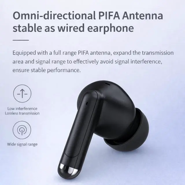 Alt view image 2 of 7 - Hybrid ANC Earbuds, Noise Cancelling Bluetooth 5.3 Headphones, Black | Rich bass, clear calls, LED battery case, USB-C charging, immersive audio for gym, commuting, school, remote work and travel