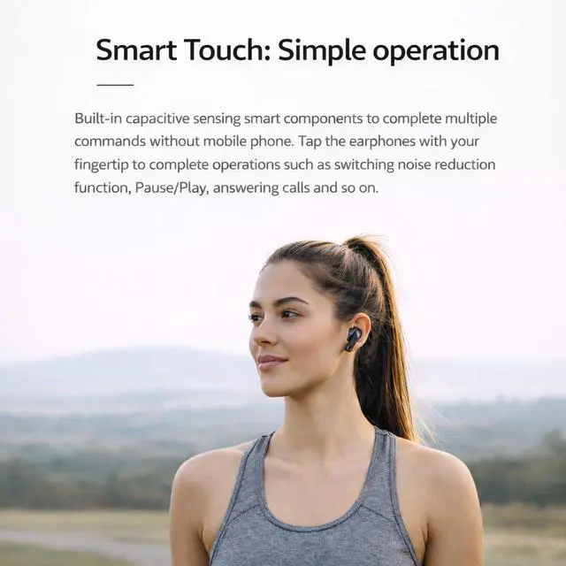 Alt view image 4 of 7 - Hybrid ANC Earbuds, Noise Cancelling Bluetooth 5.3 Headphones, Black | Rich bass, clear calls, LED battery case, USB-C charging, immersive audio for gym, commuting, school, remote work and travel