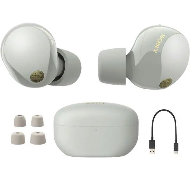 Alt view image 2 of 7 - WF1000XM5/S Industry Leading Noise Canceling Truly Wireless Earbuds Silver Bundle with 6 Pairs of in-Ear Earbud Tips and Converter Adapter Type C Adapter