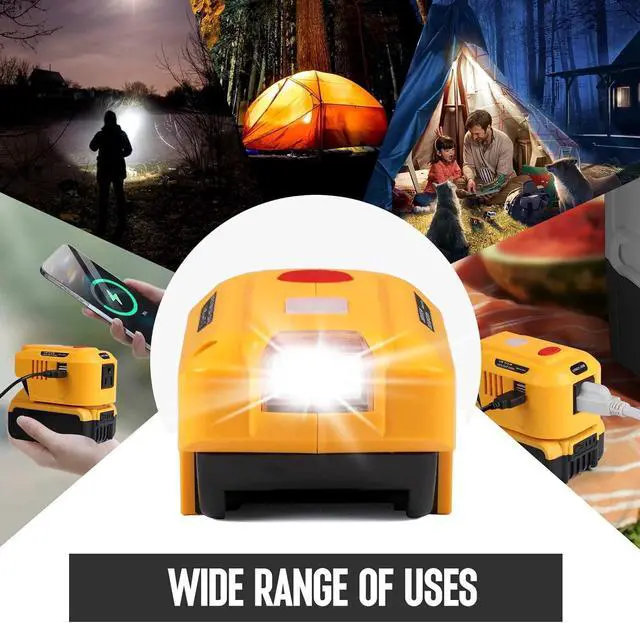 Alt view image 6 of 6 - 150W Phone Charger Adapter for Dewalt 18V-60V Battery w/Dual USB Port | DC 18V to AC 120V Top Off Inverter Power Supply for Dew-alt Perfect for Outdoor Generator(No Battery)