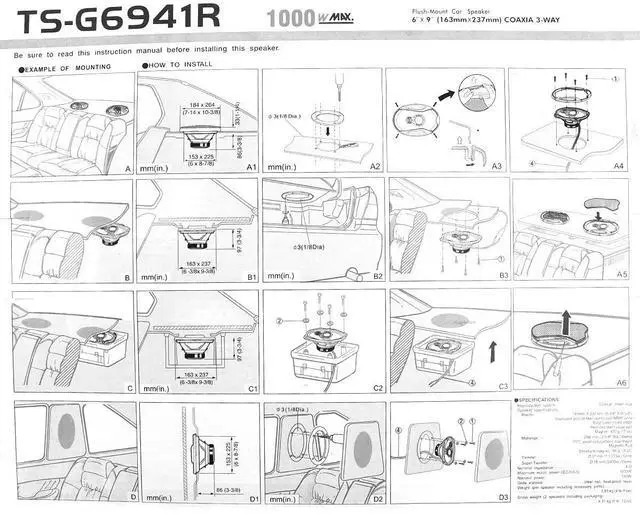 Alt view image 7 of 7 - Car Audio TS-G6941R 6x9 Inch 1 Way 1000w Watt Max Car Stereo Speakers - one piece