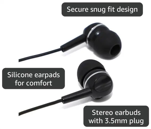 Alt view image 3 of 7 - Products Bulk Disposable AE-205 Stereo Earbuds with 3.5mm Plug, Eco-Friendly Packaging with Hang Hole (100 Pack)