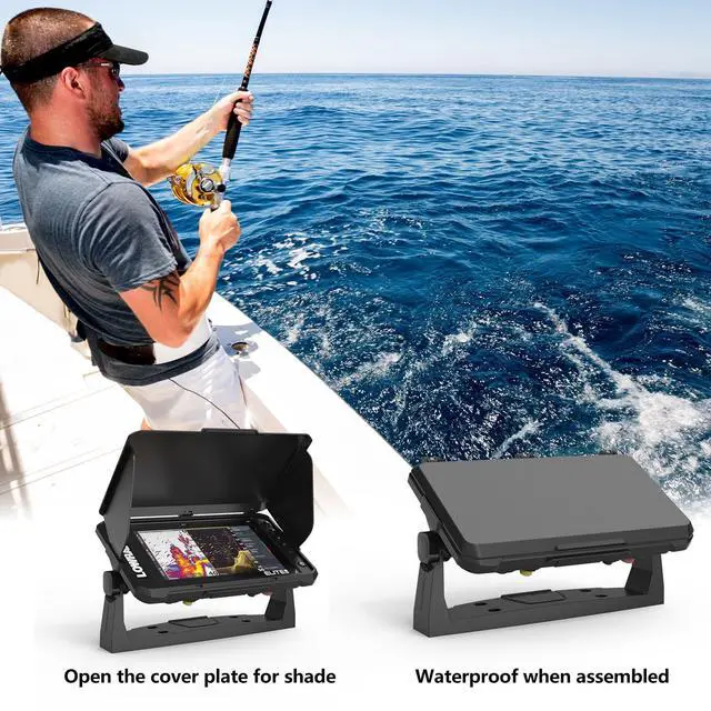 Alt view image 7 of 7 - Foldable Sun Visor Shield Cover for Lowrance Elite FS 9 Fish Finder,Waterproof ABS Plastic, Marine Fish Finder Screen Protector with Anti-Glare Shade (Black)