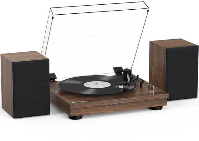 Main image of Vinyl Record Player with 24W HiFi Stereo Speakers Vintage Bluetooth Turnable for Vinyl Records with Belt Drive 2-Speed, Magnetic Cartridge RCA Output BT5.3