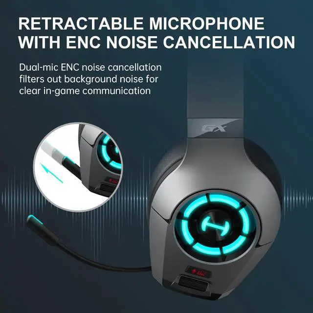 Alt view image 5 of 7 - Hecate GX Hi-Res Gaming Headset for PS4/ PS5/ PC/Switch/Xbox Gamepad - USB/Type-C/3.5mm Wired Gaming Headphones with Microphone RGB Lighting - ENC Noise Cancelling - 50mm Driver (Grey)