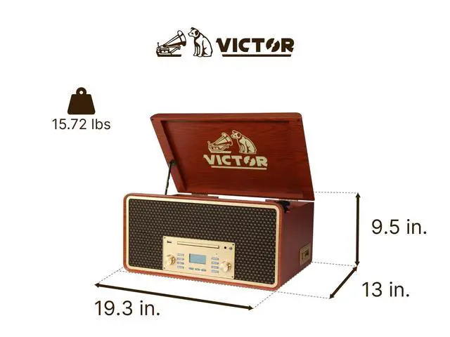 Alt view image 3 of 7 - Monument 8-in-1 Turntable Music Center with 3-Speed Record Player, CD/MP3/Cassette Player, AM/FM Radio, Dual Bluetooth in & Out, USB Playback & Record, and Built-in Stereo Speakers, Graphite