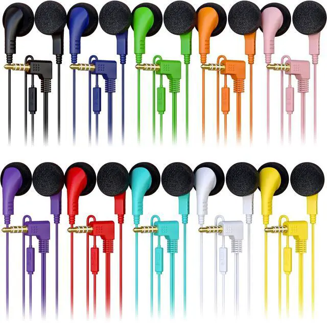 Main image of 200 Pack Bulk Wired in-Ear Earphone Headphones with Microphone, Remote Controller, 3.5mm Connector and Sponge Covers, Multi