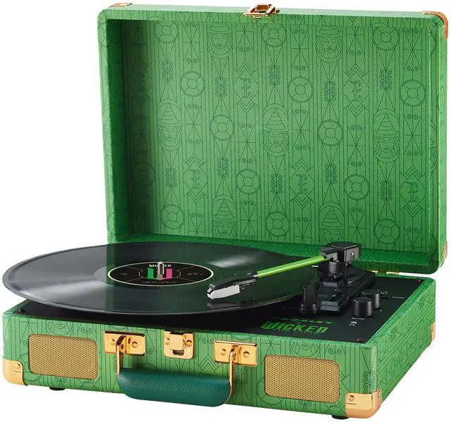 Main image of CR8005F-EW Wicked Elphaba Cruiser Record Player, Emerald Green | 3-Speed Turntable, Bluetooth In / Out, Built-in Stereo Speakers, Isolated Internal Speakers Minimize Vibration