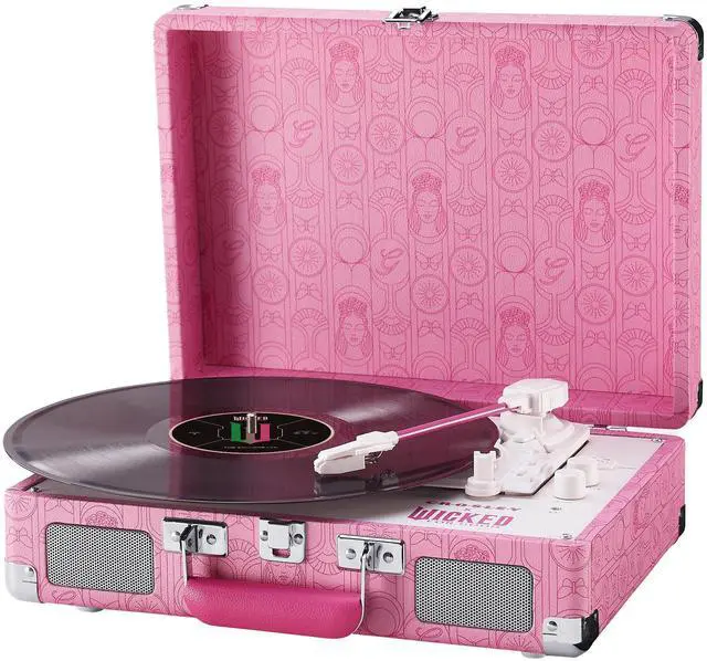 Main image of CR8005F-PW Wicked Glinda Cruiser Record Player, Pink | 3-Speed Turntable, Bluetooth In / Out, Built-in Stereo Speakers, Isolated Internal Speakers Minimize Vibration