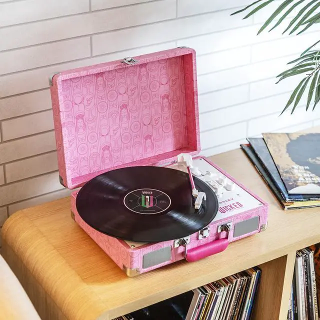 Alt view image 3 of 7 - CR8005F-PW Wicked Glinda Cruiser Record Player, Pink | 3-Speed Turntable, Bluetooth In / Out, Built-in Stereo Speakers, Isolated Internal Speakers Minimize Vibration