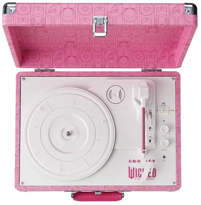 Alt view image 6 of 7 - CR8005F-PW Wicked Glinda Cruiser Record Player, Pink | 3-Speed Turntable, Bluetooth In / Out, Built-in Stereo Speakers, Isolated Internal Speakers Minimize Vibration
