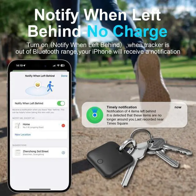Alt view image 6 of 7 - Smart Tracker Tags-4 Pack(iOS Only) Compatible with Apple with 2 Batteries,Replaceable Battery,Bluetooth Luggage Smart GPS Tag Works with Apple Find My APP,Item Finders for Dog/Key/Luggage