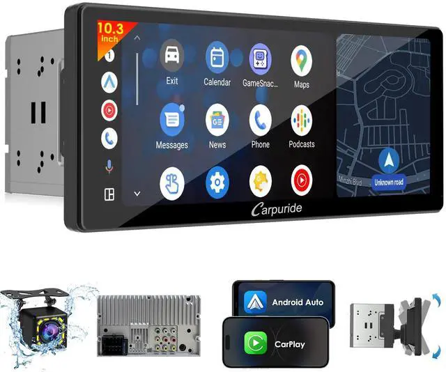 Main image of 10.3" Double Din Car Stereo with Wireless CarPlay & Android Auto | Car Radio Detachable Floating Touchscreen Car Audio Receivers with Bluetooth EQ Subwoofer Backup Camera, Mirror Link, SWC