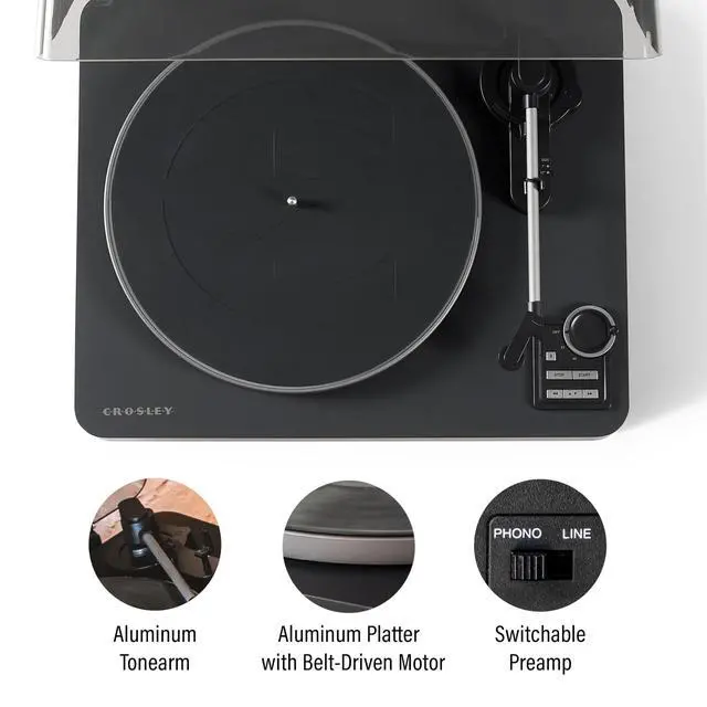 Alt view image 2 of 6 - C300A-BK Fully Automatic Turntable Record Player, Black | Belt-Drive, Bluetooth