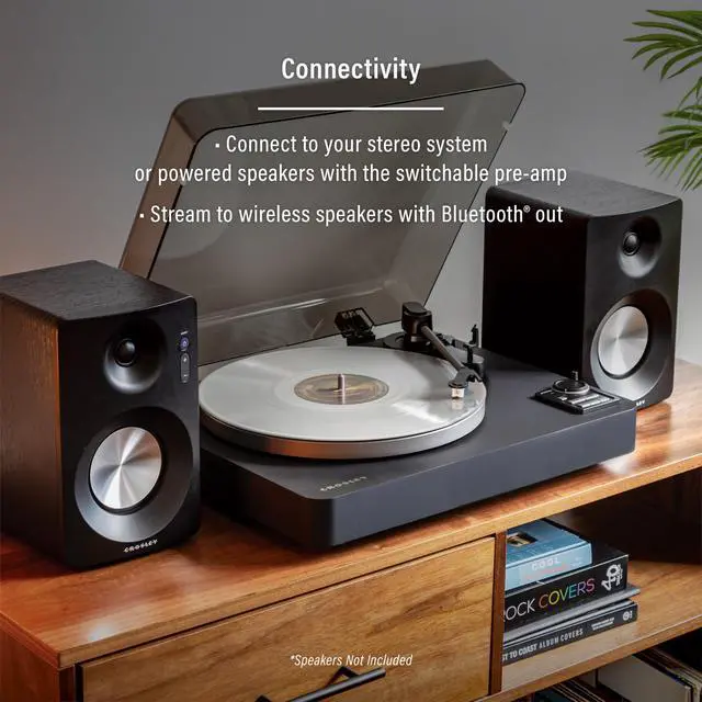 Alt view image 6 of 6 - C300A-BK Fully Automatic Turntable Record Player, Black | Belt-Drive, Bluetooth
