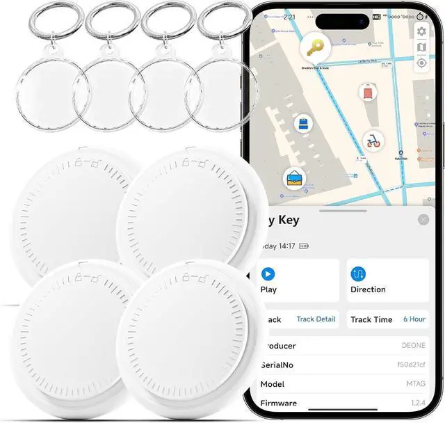 Main image of 4 Pack Android Tracker Tags,Bluetooth Tracker Tags Both iOS and Android Android Smart Tags for Androd with 4 Waterproof Keyrings,Tracker for Androd Phones for Luggage,Wallet,Key,Suitcases