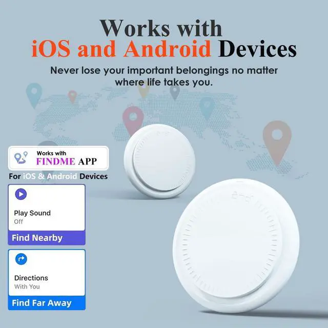 Alt view image 3 of 7 - 4 Pack Android Tracker Tags,Bluetooth Tracker Tags Both iOS and Android Android Smart Tags for Androd with 4 Waterproof Keyrings,Tracker for Androd Phones for Luggage,Wallet,Key,Suitcases
