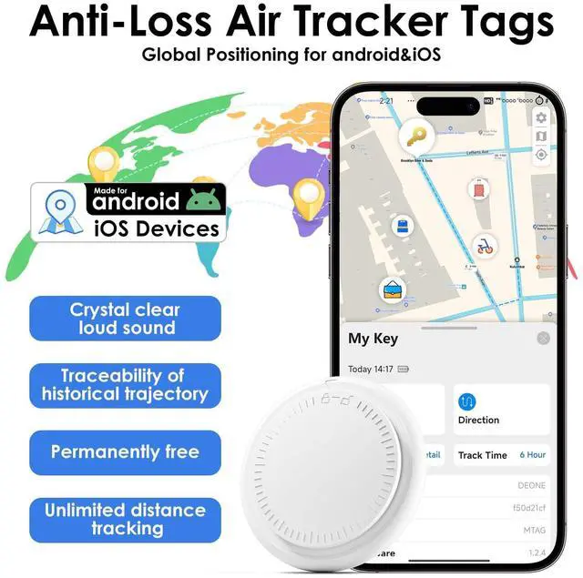 Alt view image 4 of 7 - 4 Pack Android Tracker Tags,Bluetooth Tracker Tags Both iOS and Android Android Smart Tags for Androd with 4 Waterproof Keyrings,Tracker for Androd Phones for Luggage,Wallet,Key,Suitcases