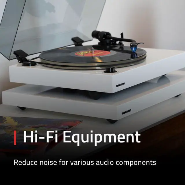 Alt view image 4 of 7 - Turntable Isolation Base Anti-Vibration Wood Platform and HiFi Vinyl Record Weight Stabilizer with Rubberized Finish - Piano Black