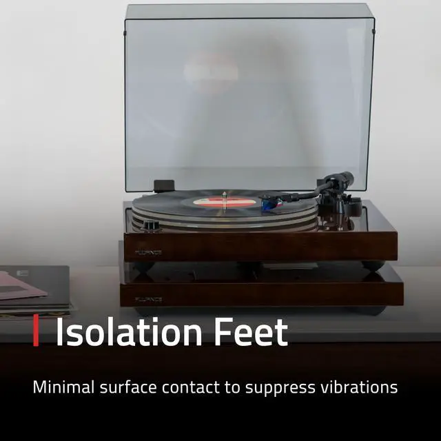 Alt view image 5 of 7 - Turntable Isolation Base Anti-Vibration Wood Platform and HiFi Vinyl Record Weight Stabilizer with Rubberized Finish - Piano Black
