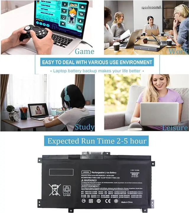 Alt view image 6 of 7 - LK03XL 52.5Wh Laptop Battery Compatible with HP Envy x360 15-bp 15-bq 15-cn | 15m-bp 15m-bq 15m-cn and Envy 17-ae 17m-ae Series, Compatible with L09281-855 L09280-855 916814-855 HSTNN-LB7U