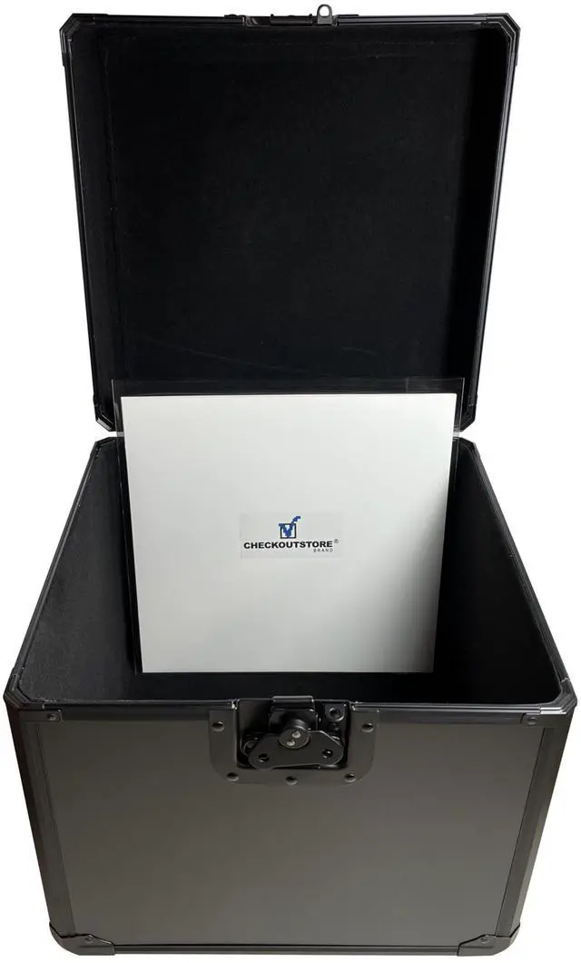 Main image of Black Limited Aluminum 12" LP Vinyl Record Storage Box (Holds Up to 100 Records)