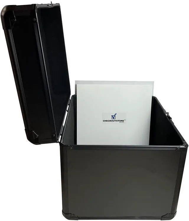 Alt view image 5 of 6 - Black Limited Aluminum 12" LP Vinyl Record Storage Box (Holds Up to 100 Records)