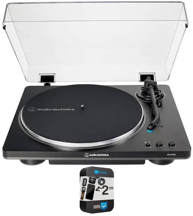 Main image of AT-LP70X-BG Fully Automatic Belt-Drive Turntable, Black/Silver Bundle with 1 Year Extended Protection Pack