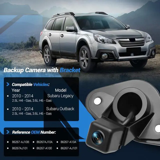 Alt view image 2 of 7 - 86267AJ10A Backup Camera Compatible with Subaru Legacy Outback 2010-2014 | HD Wide-Angle & Night Vision Rear Camera Replaces 86267-AJ10B