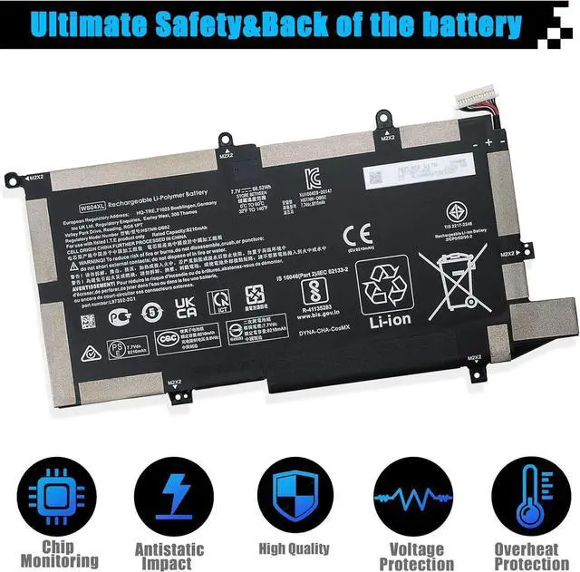 Alt view image 4 of 7 - WS04XL L97357-005 Laptop Battery Replacement for HP Spectre x360 14-EA 14T-EA000 14-EA0007NA 14-EA0002NI 14-EA0002NX 14-EA0003NS 14-EA0378NG 14-EA0023DX Series WSO4XL HSTNN-DB9Z L97352-2D1 66.52Wh