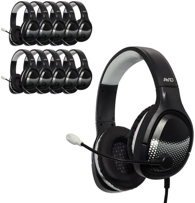 Main image of Products AE-79 Deluxe Over-Ear Classroom Computer Stereo Headset USB Plug, Black (10 Pack), Great for Gaming and E-Sports