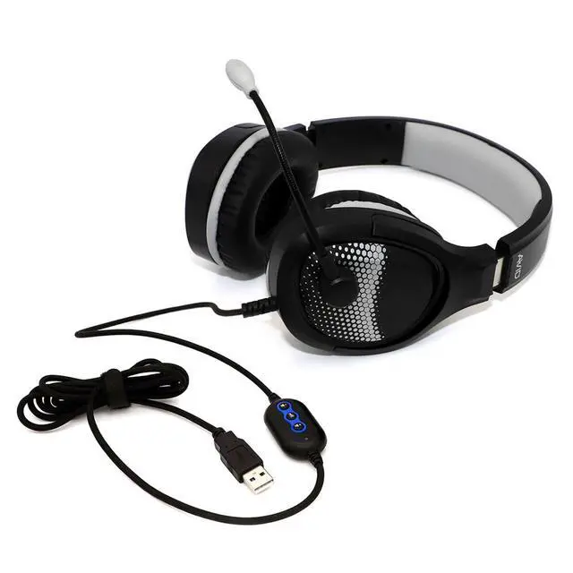 Alt view image 4 of 6 - Products AE-79 Deluxe Over-Ear Classroom Computer Stereo Headset USB Plug, Black (10 Pack), Great for Gaming and E-Sports