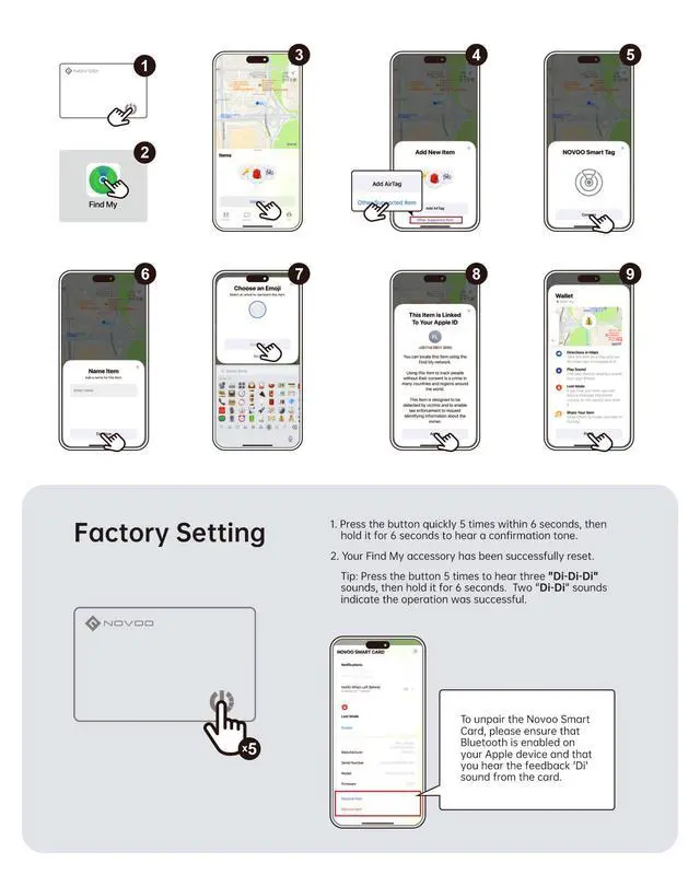 Alt view image 6 of 7 - Air Locator Tag (iOS Only) Wallet Tracker Card with Apple Find My | Smart Card Bluetooth Tracker, 6 Years Battery, IP68 Waterproof, 1.6mm Keys Finder and Item Locator for Keys, Bags, Passport