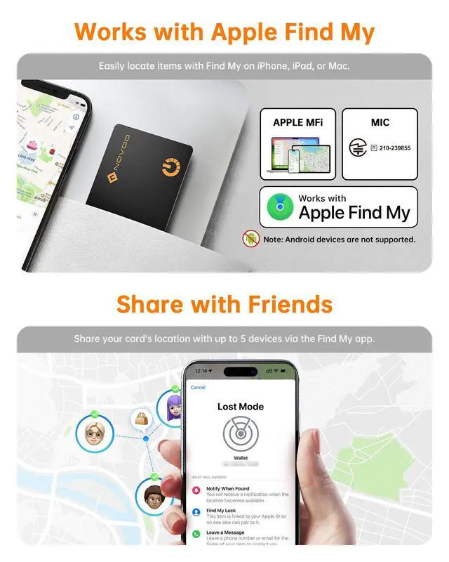 Alt view image 7 of 7 - Air Locator Tag (iOS Only) Wallet Tracker Card with Apple Find My | Smart Card Bluetooth Tracker, 6 Years Battery, IP68 Waterproof, 1.6mm Keys Finder and Item Locator for Keys, Bags, Passport