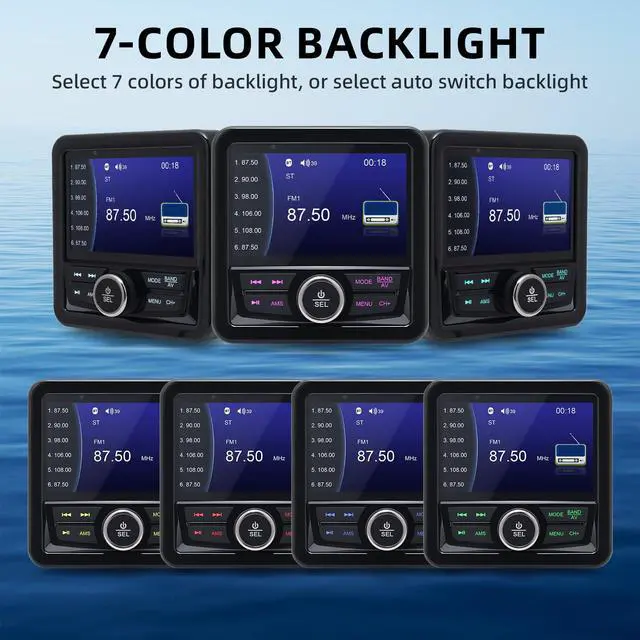 Alt view image 6 of 7 - Marine Boat Stereo Gauge Receiver - Audio Systems, 3.9 Inch Video Playback, Wireless Connection, AM/FM, USB Port, AUX, No CD DVD Player Radio Receiver, MP5 Player Radio Receiver