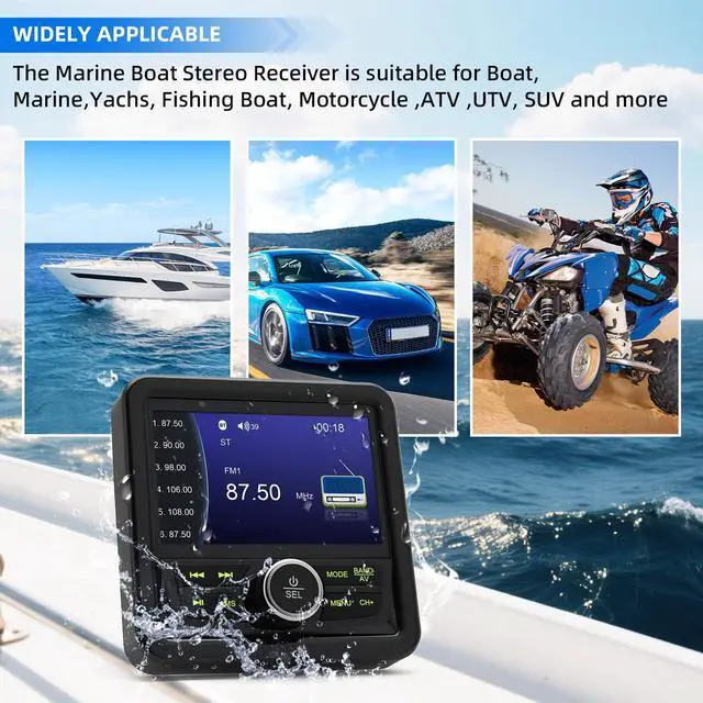Alt view image 7 of 7 - Marine Boat Stereo Gauge Receiver - Audio Systems, 3.9 Inch Video Playback, Wireless Connection, AM/FM, USB Port, AUX, No CD DVD Player Radio Receiver, MP5 Player Radio Receiver