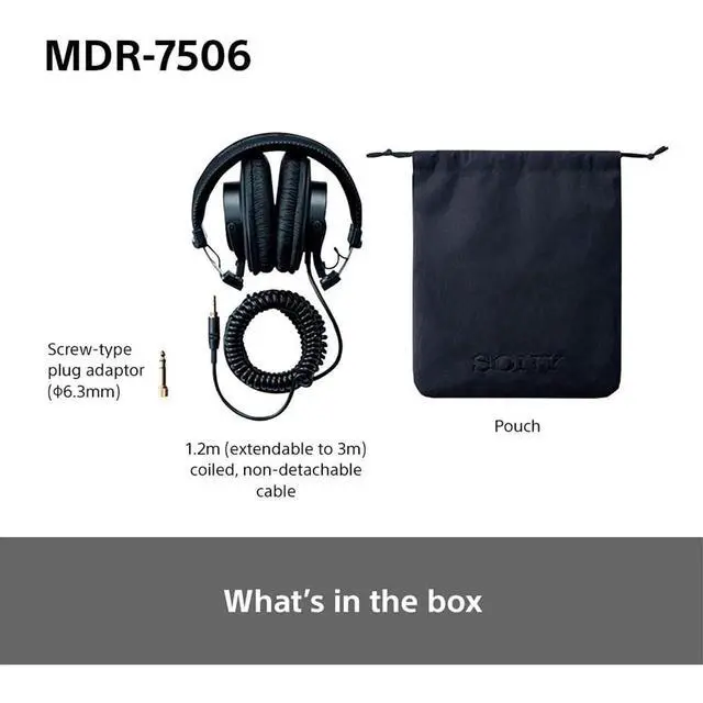 Alt view image 6 of 7 - MDR7506 Professional Large Diaphragm Headphones Bundle with Headphone Case Black and 1 YR CPS Enhanced Protection Pack