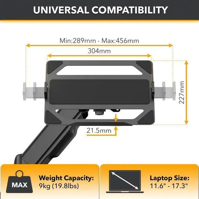 Alt view image 6 of 7 - LTP8017 Laptop Wall Mount | Spring-Assisted Arm for 17"32" Screens, Free-Tilting VESA Laptop Holder, Space-Saving Design, Heavy-Duty Build, Matte Black Finish, Easy DIY Installation