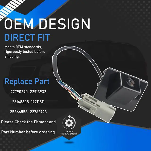 Alt view image 2 of 7 - Rear View Backup Camera Compatible with 09-14 Cadillac Chevy GMC | Compatible With 2009-2014 Cadillac Escalade ESV, Chevrolet Tahoe Suburban 1500 2500, GMC Yukon XL 1500 2500, Replace 22790290